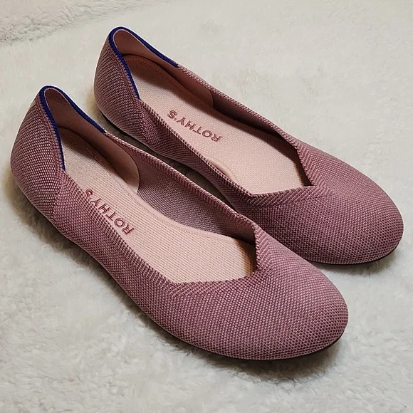 Rothy's The Flat Begonia Pink Knit Fabric Slip On Ballet Flats Bubble Gum Sz 9 - Picture 3 of 16